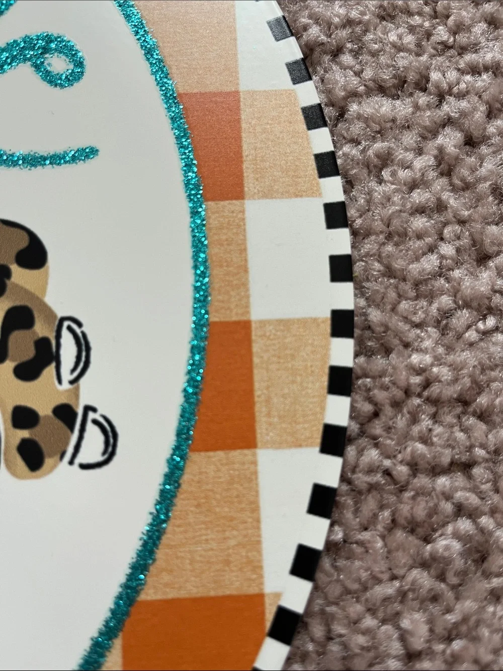 Welcome Fall Round Wall Sign - Teal Glitter and Orange